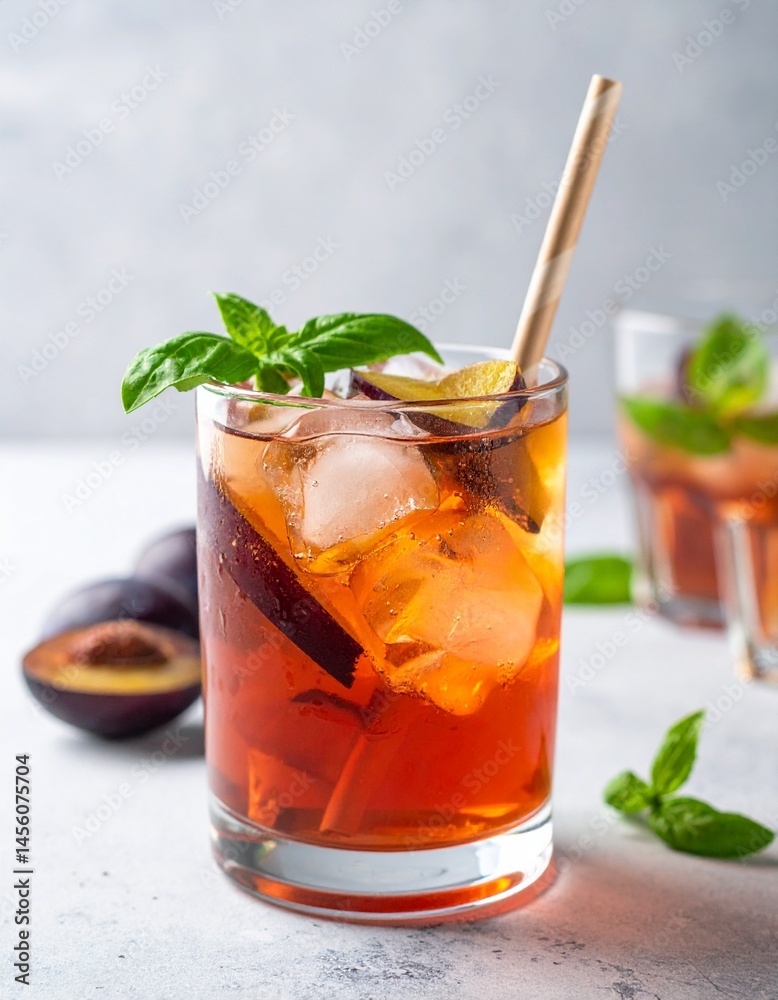 chilled plum and basil cooler for a refreshing and aromatic summer drink chilled plum and basil cooler for a refreshing and aromatic summer drink
