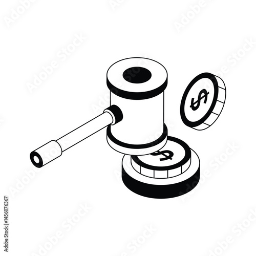 Well crafted isometric style icon of bidding concept