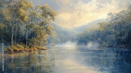Misty River Morning â€“ Oil Landscape Art