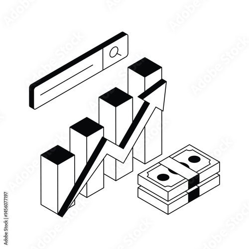 Get this trendy isometric icon of income growth chart