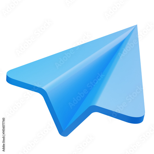 Foto 3d icons of a blue paper airplane logo for telegram.
