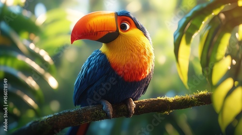Colorful Toucan Perched on a Branch