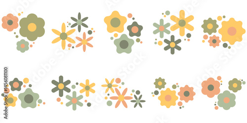 Retro Flowers Element