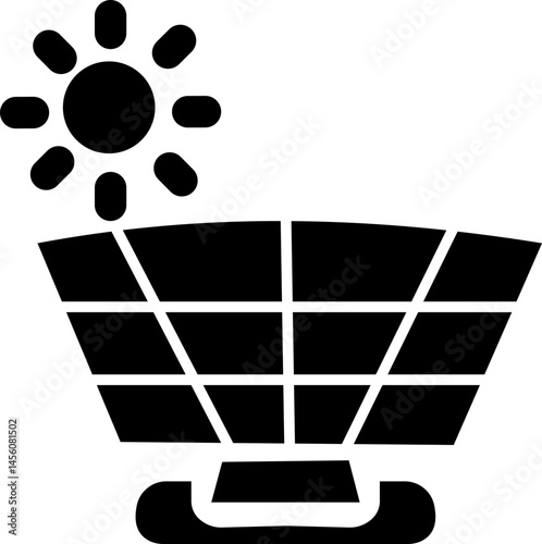 Solar panel icon. power energy. electricity Simple renewable energy solutions cells icon Home, roof pattern. Sun energy battery. environmentally friendly, editable stroke with transparent background