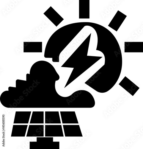 Solar panel icon. power energy. electricity Simple renewable energy solutions cells icon Home, roof pattern. Sun energy battery. environmentally friendly, editable stroke with transparent background