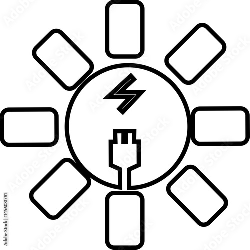 Solar panel icon. power energy. electricity Simple renewable energy solutions cells icon Home, roof pattern. Sun energy battery. environmentally friendly, editable stroke with transparent background