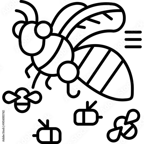 Bees Icon Vector Element