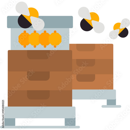 Bee Box Icon Vector Element