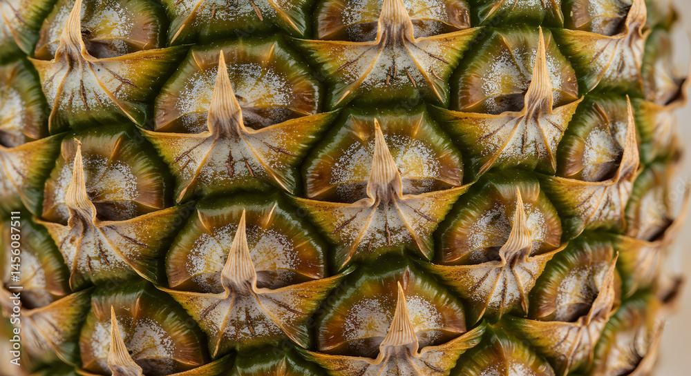 Detailed Pineapple Skin Texture Showing Scales and Surface Imperfections Detailed Pineapple Skin Texture Showing Scales and Surface Imperfections