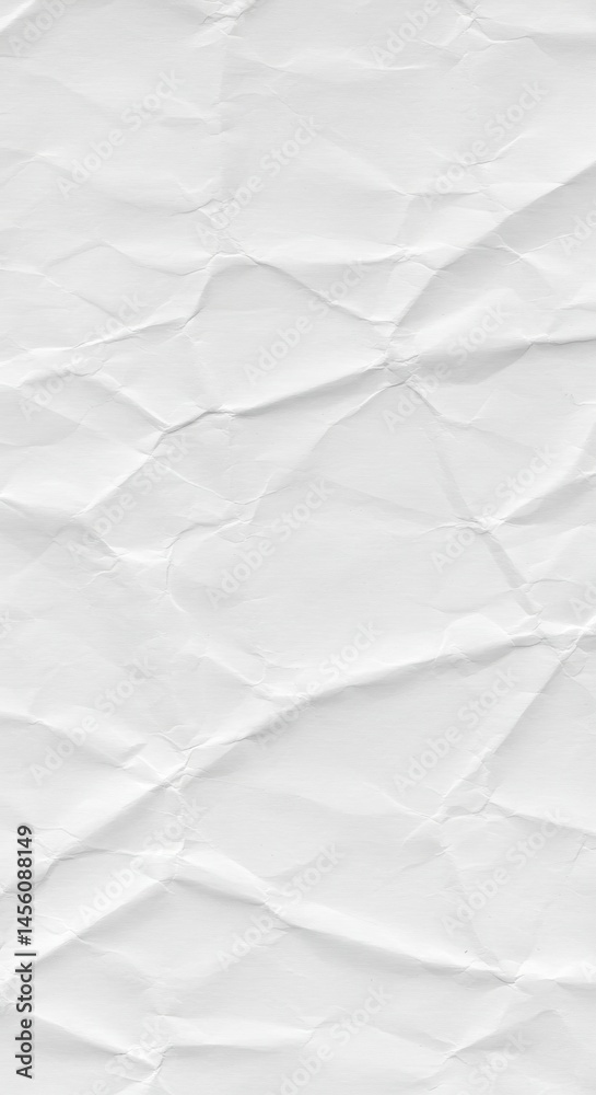 Obraz premium White crumpled paper with a rough, wrinkled texture and creased surface