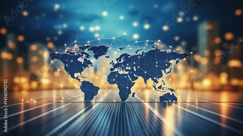 Logistics international delivery concept, World map with logistic network distribution on background.background for Concept of fast or instant shipping, Online goods orders worldwide