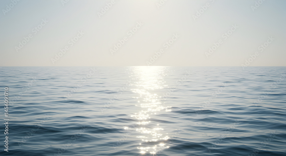 Obraz premium Serene Ocean Vista Sunlit Waters and Expansive Horizon, Peaceful Seascape Photography