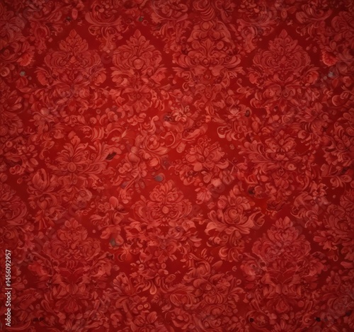 Elegant red damask pattern, perfect holiday backdrop, surface, graphic