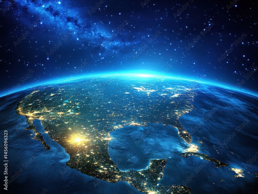 Fototapeta premium North America at night, Earth view