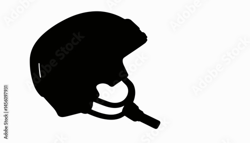 Hockey helmet silhouette in black and white, sports protection symbolism
