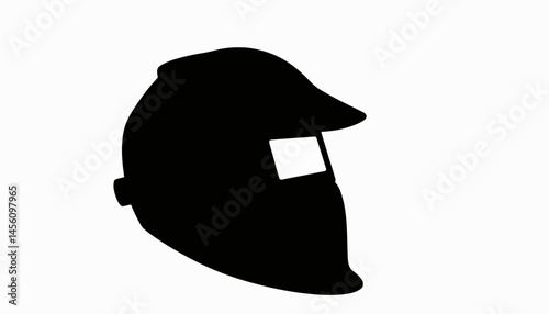 Silhouette of welder's helmet against white background, craftsmanship