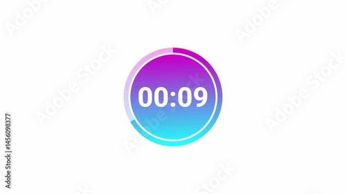 15 seconds countdown timer animation from 15seconds to 0 seconds with alpha channel , 15 second countdown timer on a transparent background.	