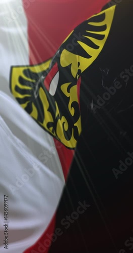 Flag of Reutlingen in state of Baden-Württemberg, Germany. Loop. 4K Vertical photo