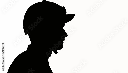 Classic jockey helmet silhouette on white background, equestrian symbolism