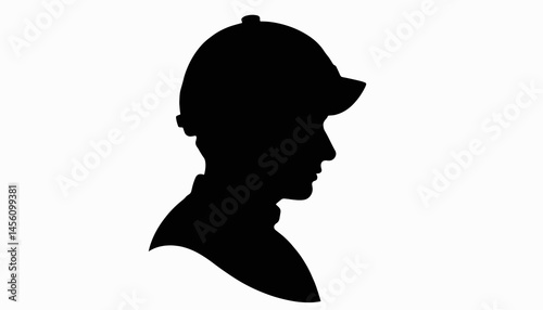 Minimalist jockey helmet silhouette on white background, equestrian design
