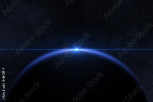 Fototapeta Naklejka Na Ścianę i Meble -  Blue planet Earth in the space. View of the abstract planet, nebula and galaxy. Concept on the theme of Earth Day.