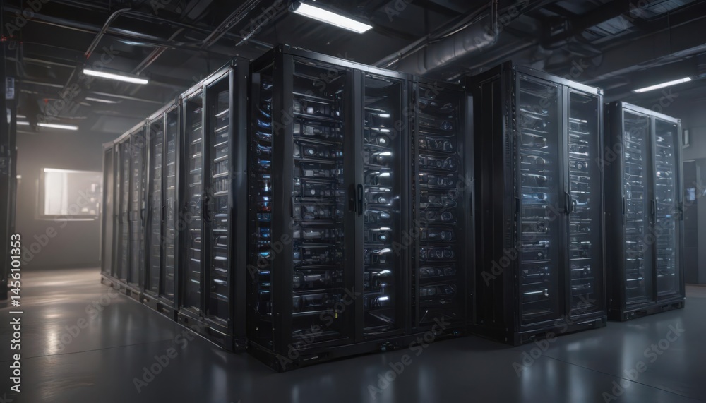 Gleaming server racks fill a climate-controlled room , IT infrastructure, cybersecurity Gleaming server racks fill a climate-controlled room , IT infrastructure, cybersecurity
