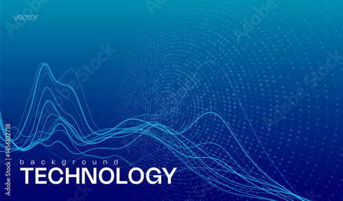 Ai blue tech abstract background with wavy lines, digital particles and cyber tech vibes, ideal for web banners and hi-tech concepts.