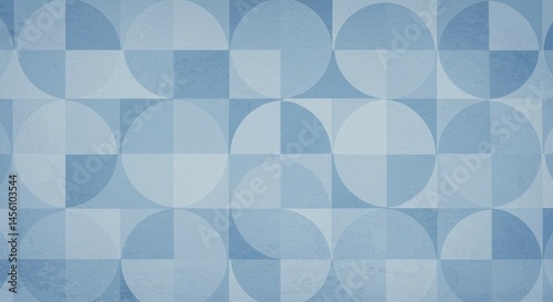 Geometric Pattern with Circles and Squares in Blue Tones