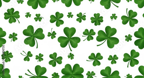 Green Shamrock Pattern Seamless Background for Holiday