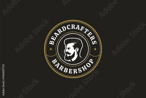 Classic barbershop emblem featuring a gentleman with a stylish mustache, emphasizing vintage grooming services. It reflects the essence of a professional barber's craft