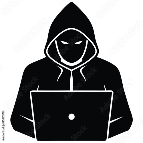 hacker in hoodie vector art