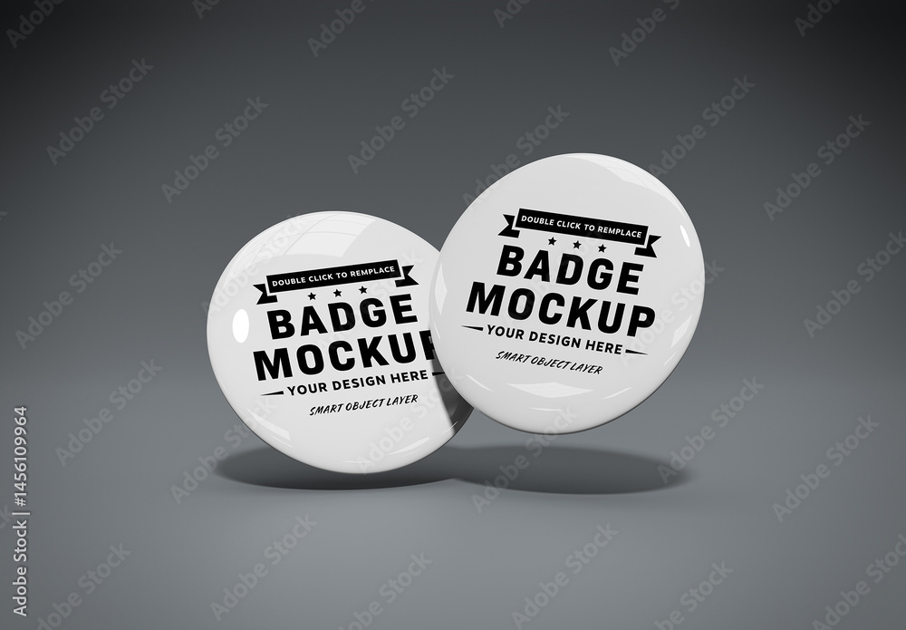 Floating Badge Two Button Badges Mockup Floating on Grey Stock Template | Adobe Stock