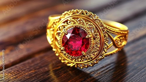 Opulent Ruby and Gold Ring: A Jewel of Exquisite Craftsmanship