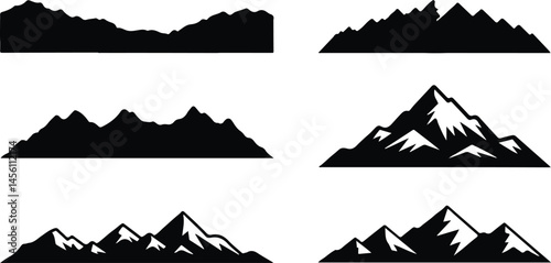 Mountain silhouettes for outdoor nature and landscape themes