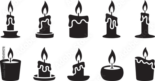 Collection of melting candle silhouettes creating a cozy and warm atmosphere