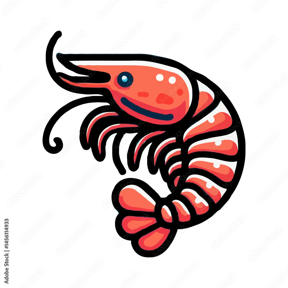 Fototapeta premium Cartoon Shrimp Illustration