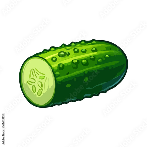 Sliced Cucumber Illustration