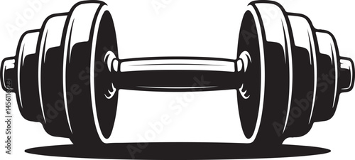 Gym Weight Lifting Icon, Barbell & Dumbbell Silhouette for Fitness & Workout Designs