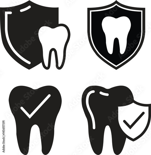 Dental Icons set. Dentist, care, disease, teeth whitening, removal, broken, root canal, tooth filling and wisdom teeth. Vector illustration