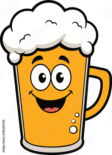 Happy Beer Cartoon mascot logo