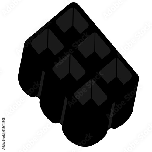Pots for seedlings. Silhouette. Six fused molds for sowing seeds. Vector illustration. Isolated white background. Idea for web design.