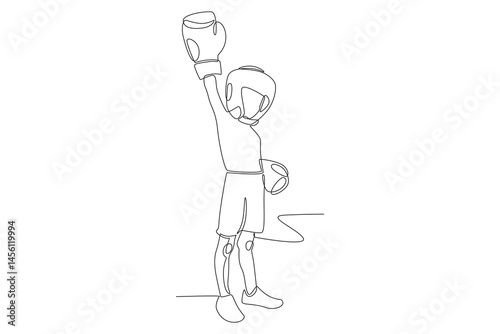 Kid boxing concept one-line drawing
