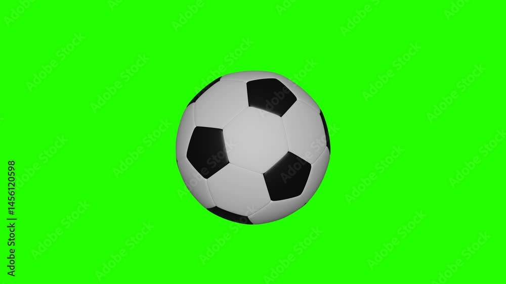 Soccer ball animation on green screen, 3d render Soccer ball animation on green screen, 3d render