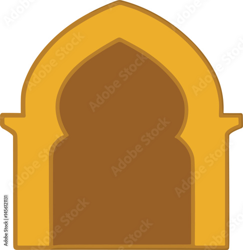 A hand-drawn illustration of an Islamic-style architectural arch, symbolizing cultural and religious heritage, commonly seen in mosques and Islamic buildings