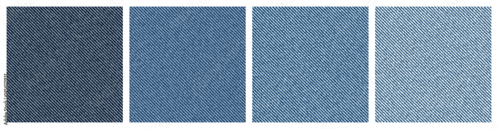 Set of denim blue jeans background texture vector design isolated. Close up texture corduroy fabric velvet square background 4K collection