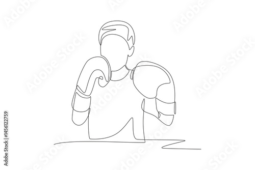 Kid boxing concept one-line drawing