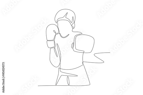 Kid boxing concept one-line drawing