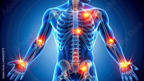Body joint pain illustrated for musculoskeletal health issues