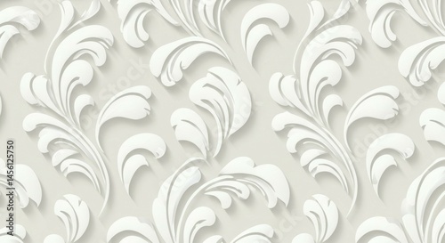 Repeating Floral Pattern with Shadowed Leaf Design