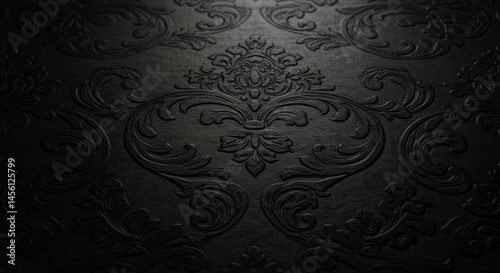 Elegant Black Floral Embossed Pattern Texture